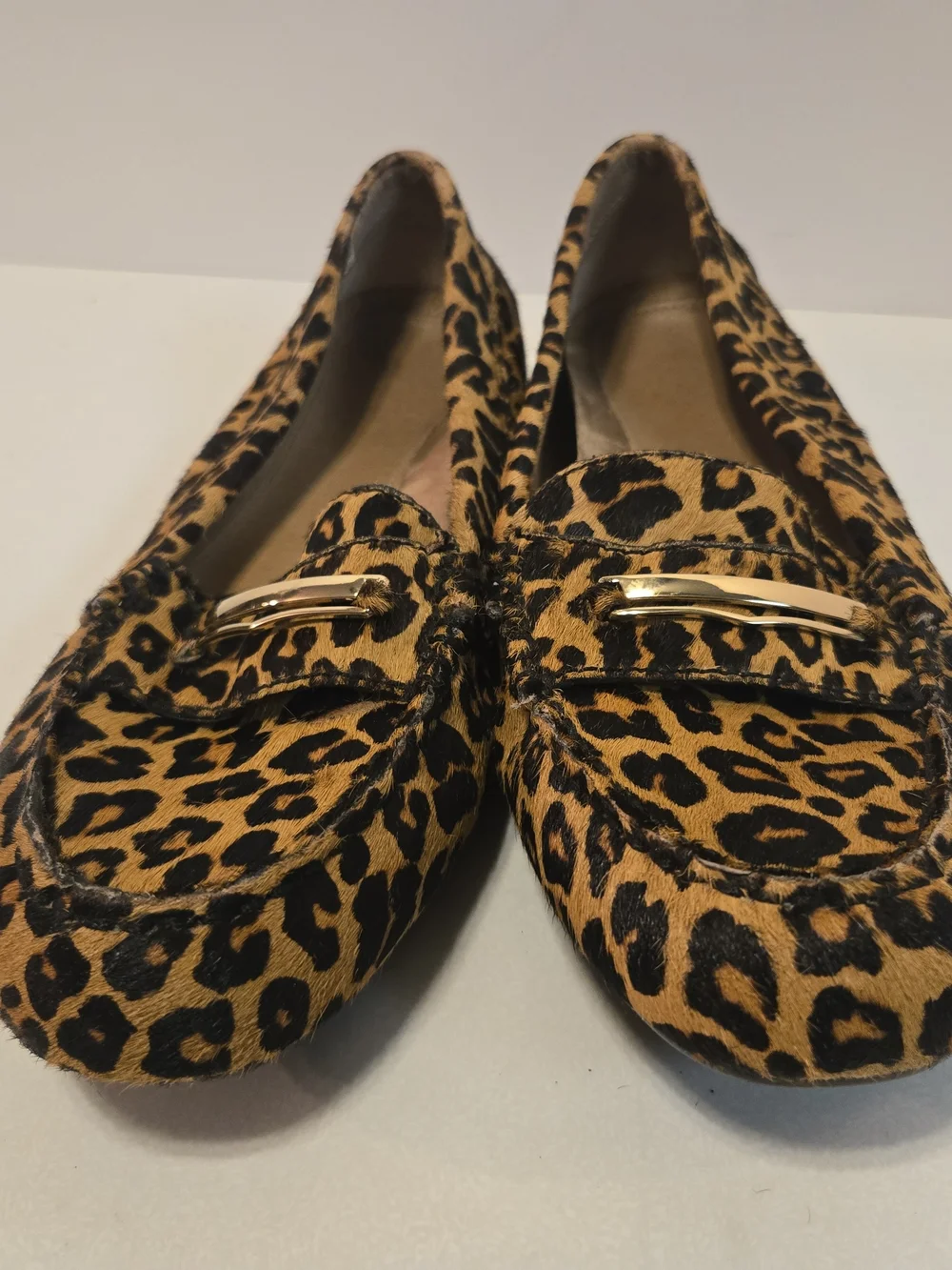Vionic Leopard Print Loafers with Gold Accent